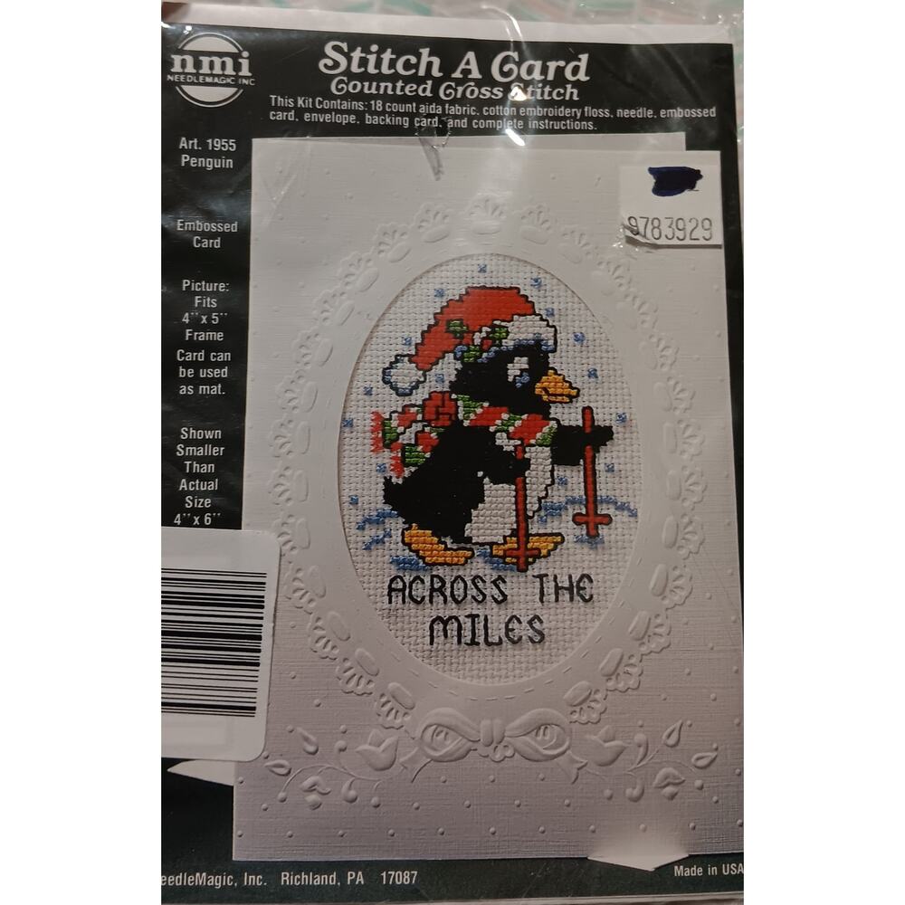 Stitch A Card Cross Stitch Kit "Across The Miles" Fit 4" x 5" Frame 18 ct Fabric